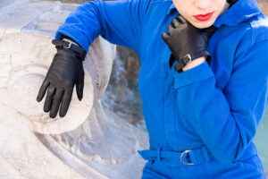 Cuir noir doublé de soie fantaisie