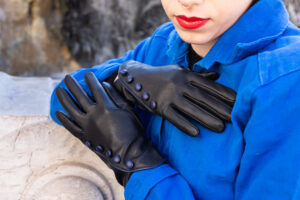 Cuir noir doublé de soie fantaisie