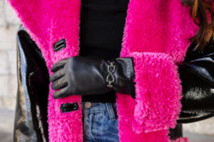 Cuir noir doublé de soie fantaisie