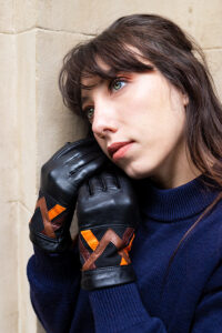 Cuir noir doublé de soie fantaisie