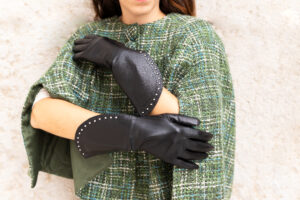 Cuir noir doublé de soie fantaisie