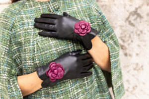 Cuir noir doublé de soie fantaisie