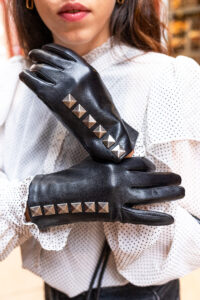 Cuir noir doublé de soie fantaisie