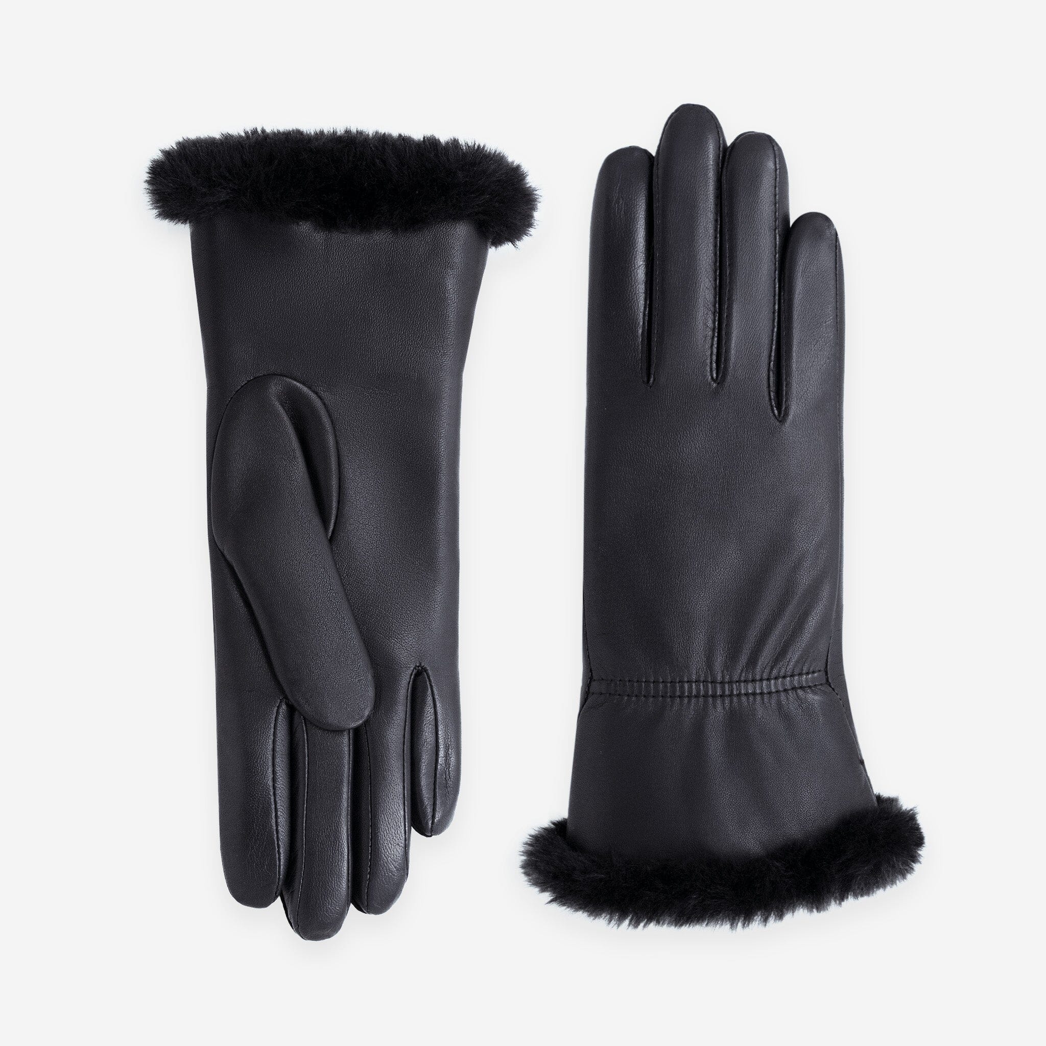 Gants cuir agneau-100% cachemire-21623CA Gants cuir femme prestige Glove Story Noir 6.5