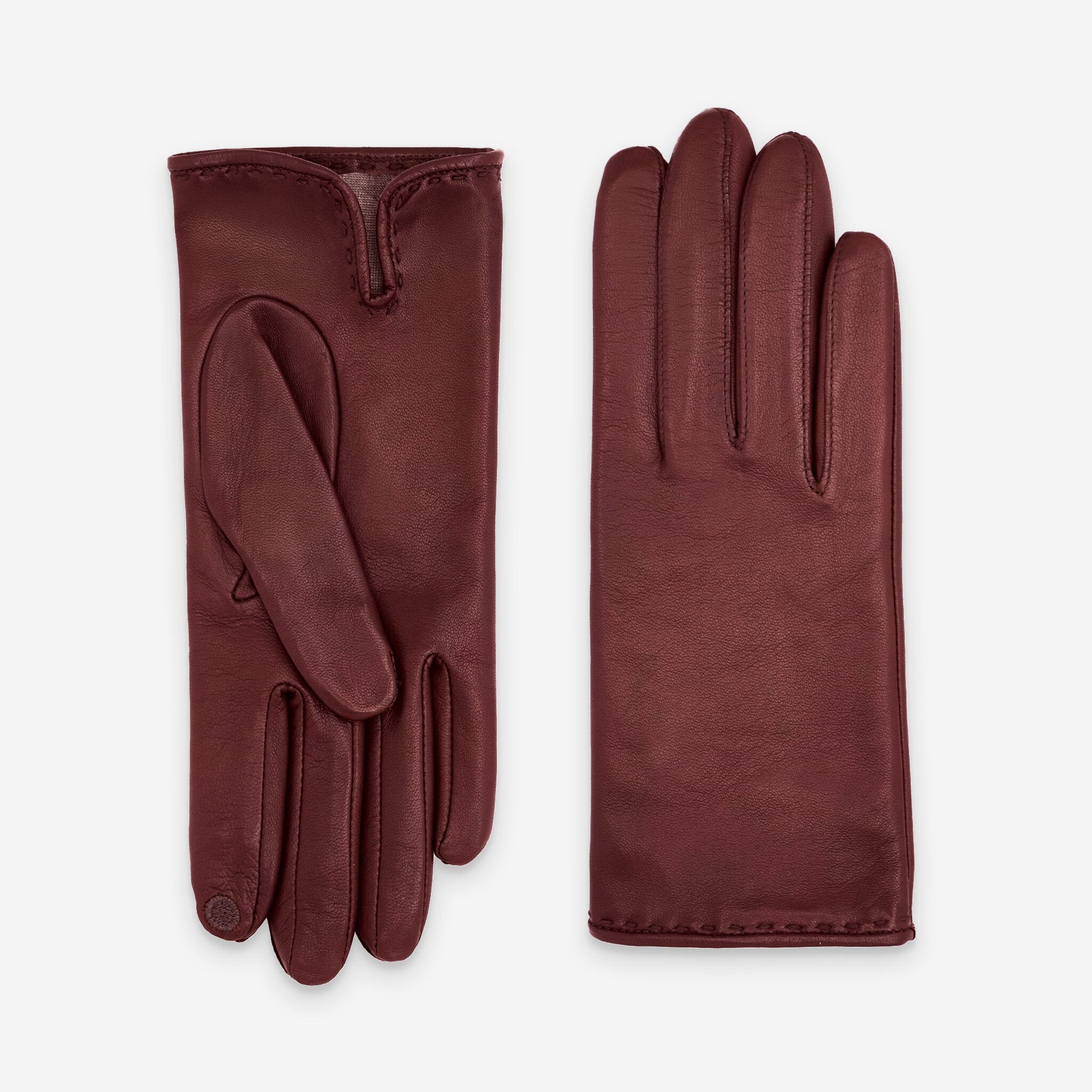 Gants cuir agneau-100% soie-21050ST Gants cuir femme prestige Glove Story Lie de Vin 6.5