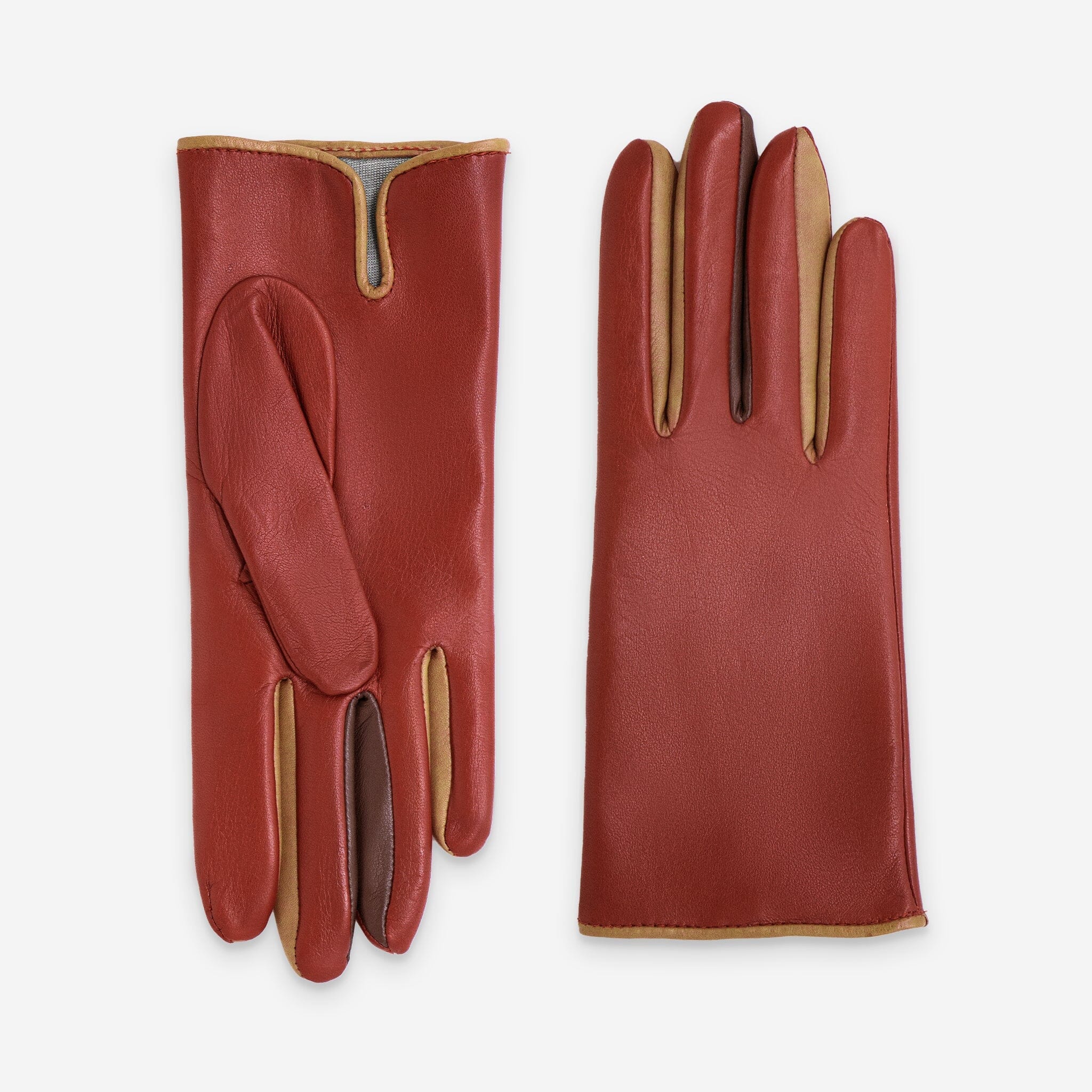 Gants cuir agneau-100% soie-21392SN Gants cuir femme prestige Glove Story Brique / Biche 6.5
