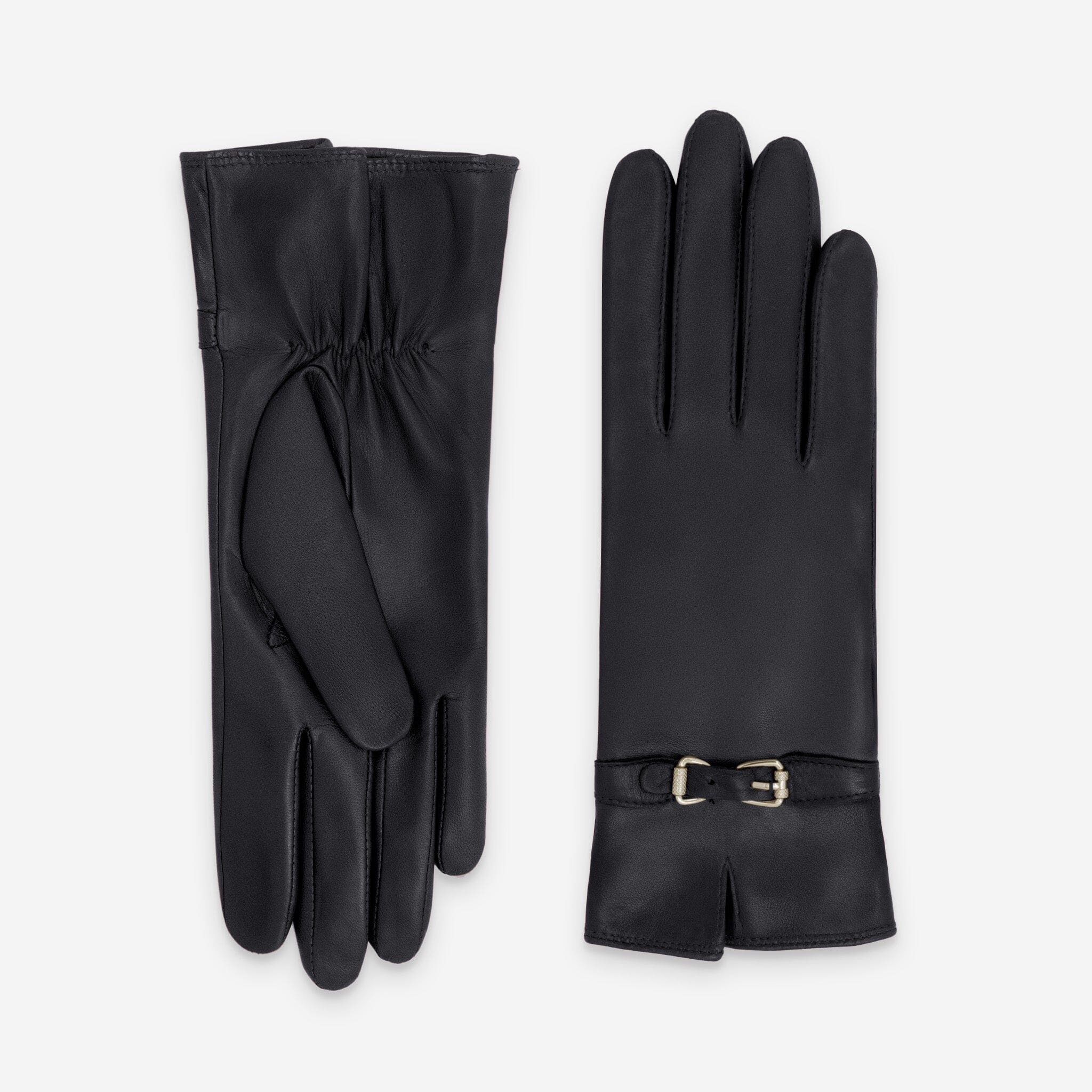Gants cuir agneau-100% soie-21641SN Gants cuir femme prestige Glove Story Noir 6.5