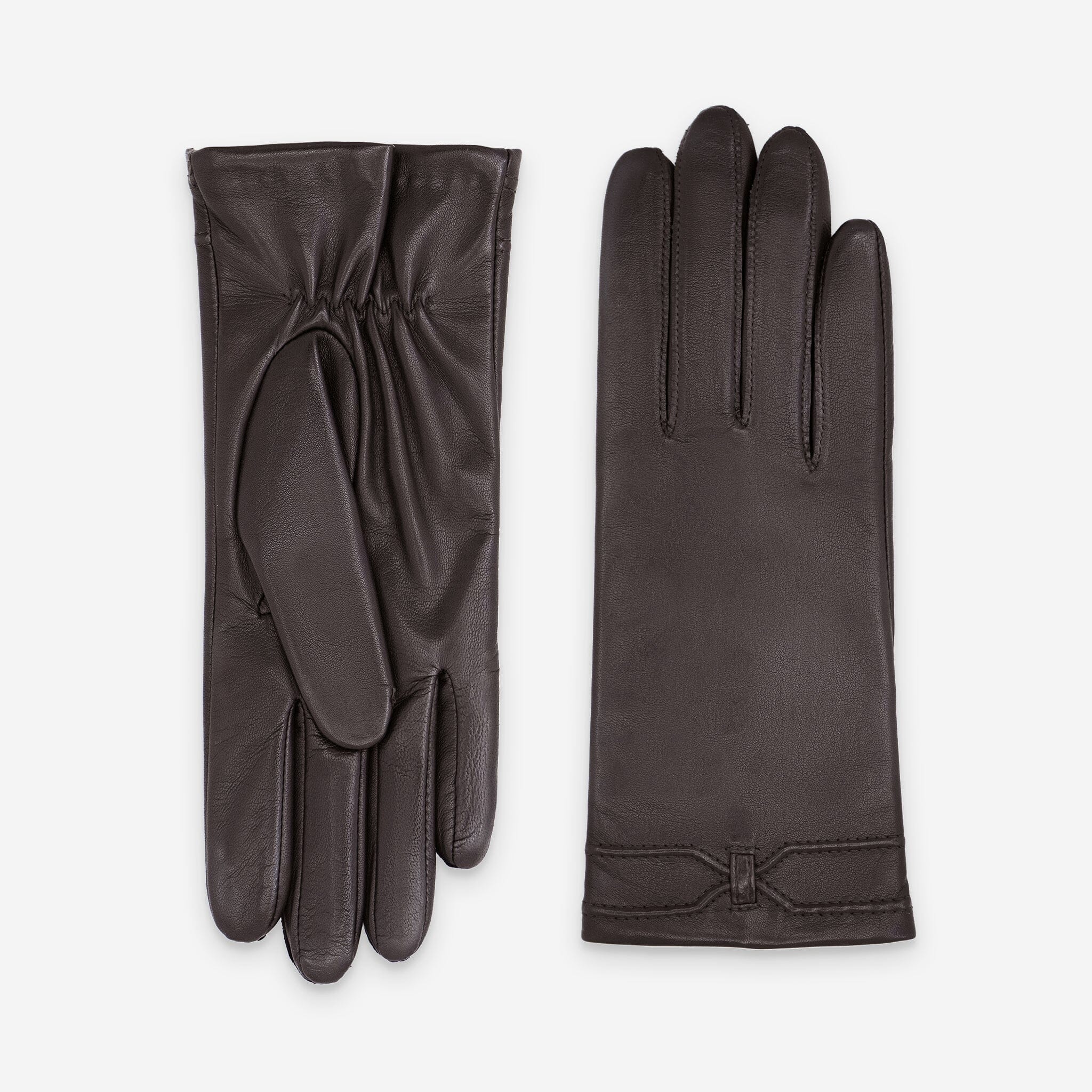 Gants cuir agneau-100% soie-61034SN Gants cuir standard femme Glove Story Choco 6.5