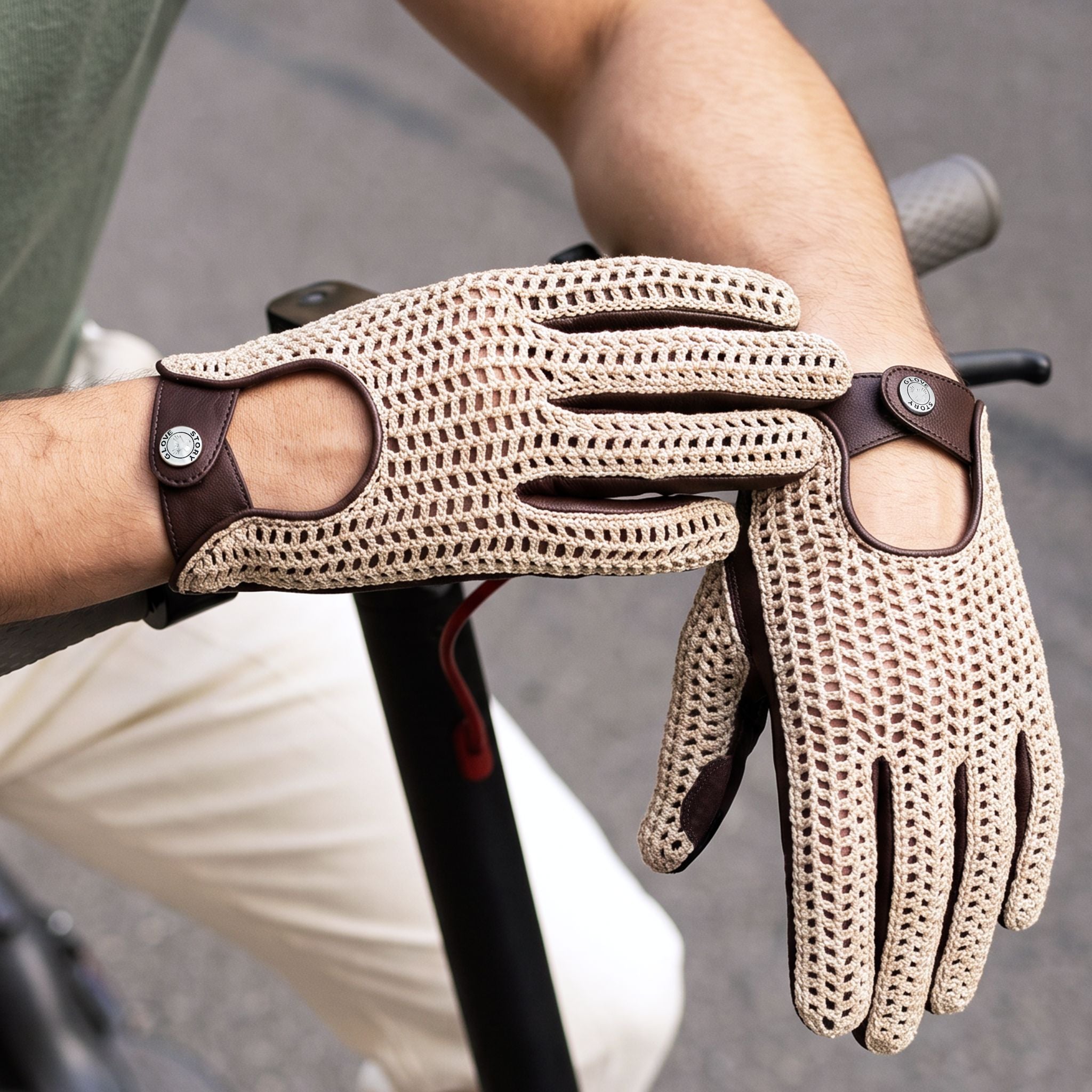 Gants cuir vélo/e-trottinette homme-Tactile-60012M Gants velo Glove Story