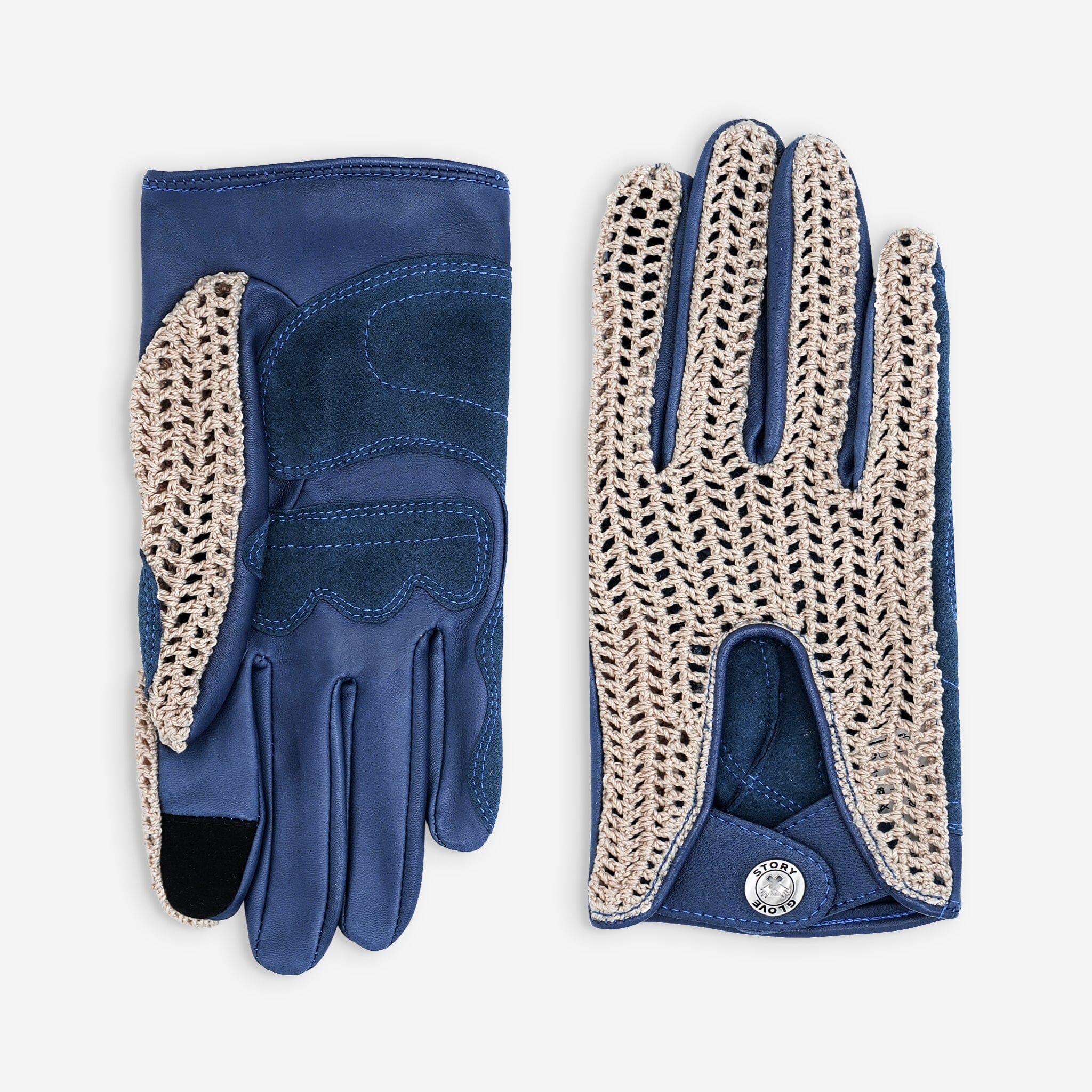 Gants cuir vélo/e-trottinette homme-Tactile-60012M Glove Story Blue Peony S