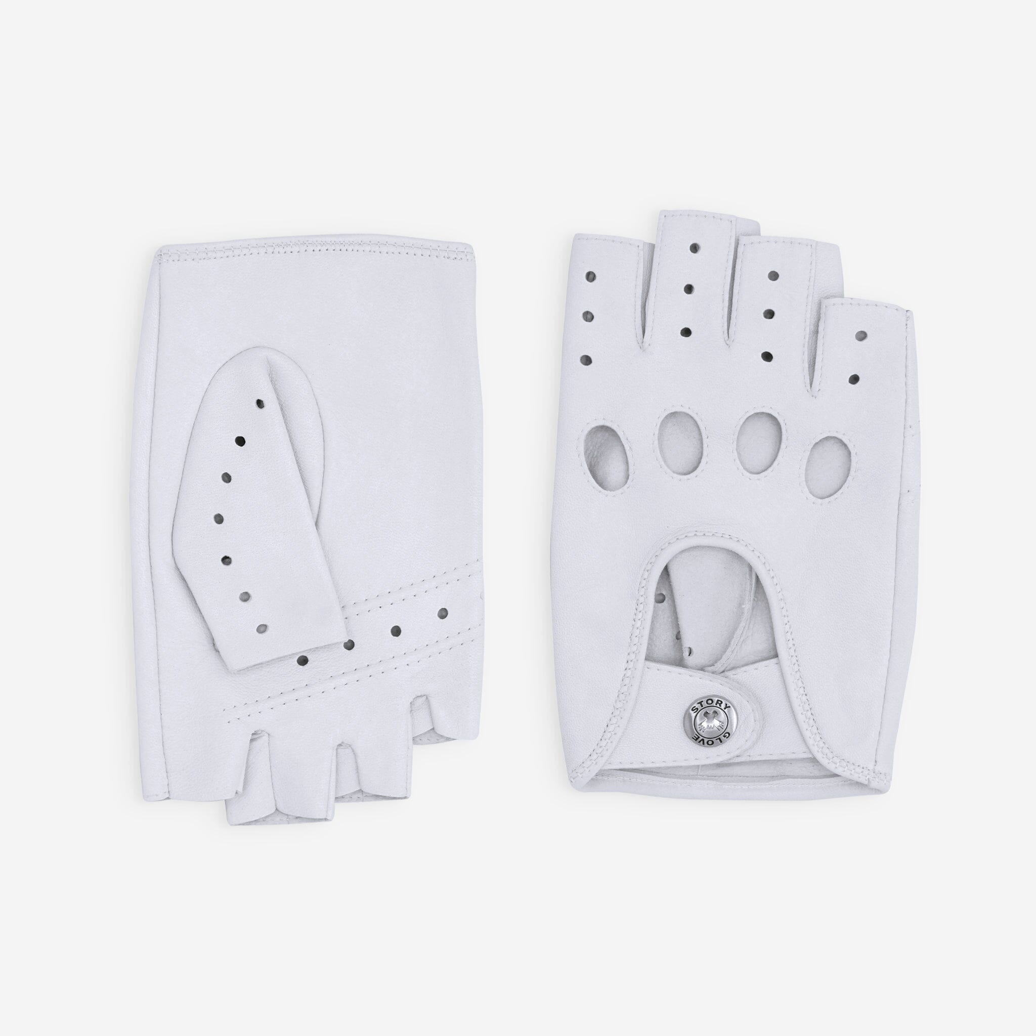 Gants de conduite, mitaines-cuir agneau-non doublé-22036NF Gant Glove Story Blanc 7.5