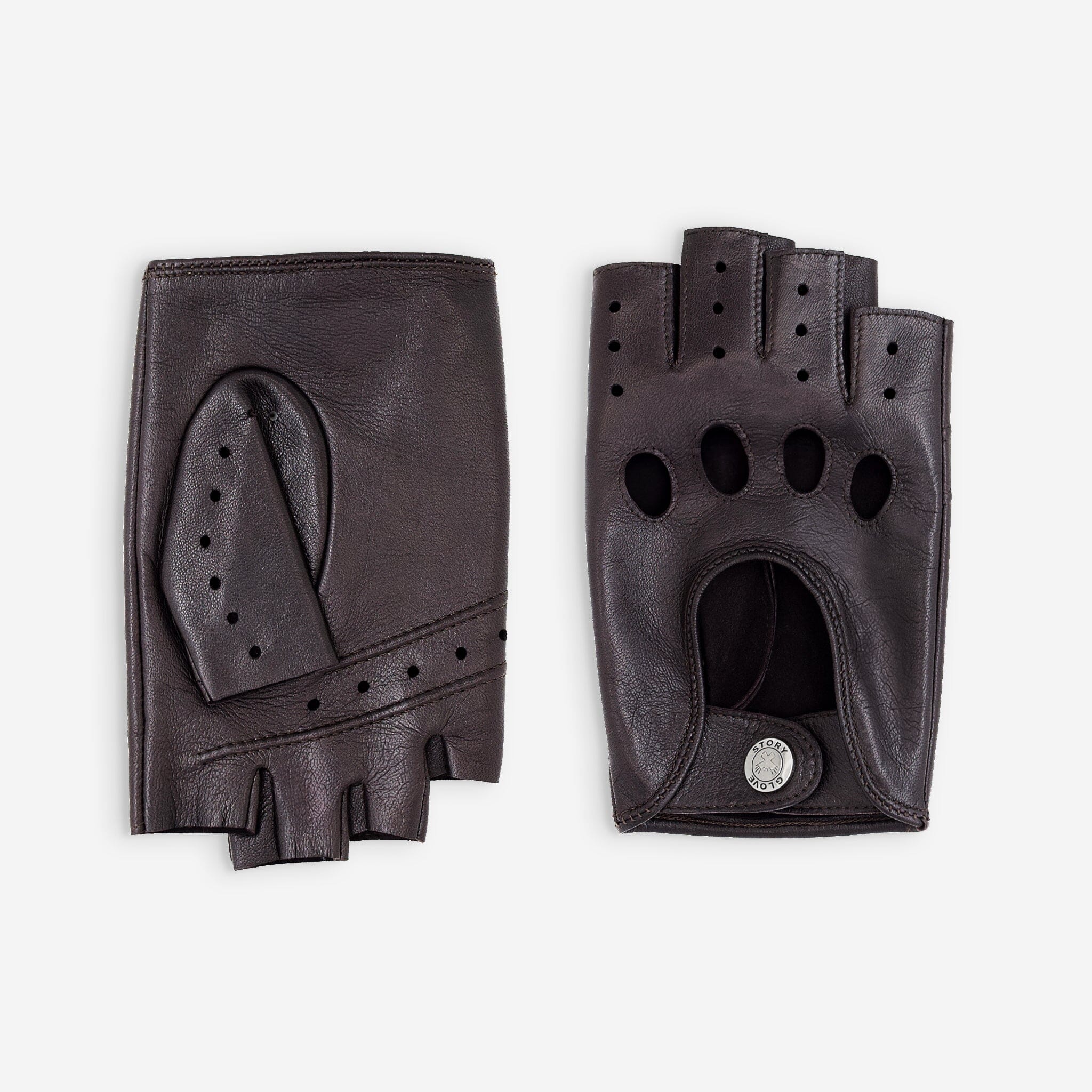 Gants de conduite, mitaines-cuir agneau-non doublé-22036NF Gant Glove Story Brun 7.5