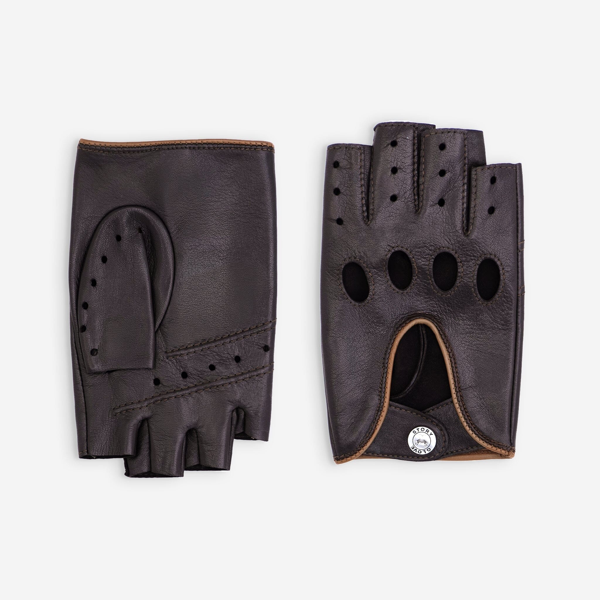 Gants de conduite, mitaines-cuir agneau-non doublé-22036NF Gant Glove Story Choco/Cork 8